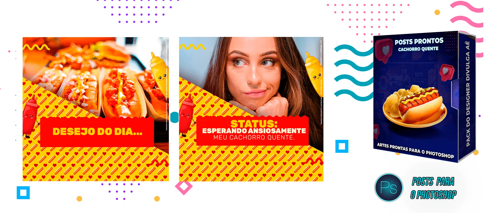 Pack de Posts Prontos Lanchonetes - Vendas de Cachorro Quente no Photoshop - Imagem 3