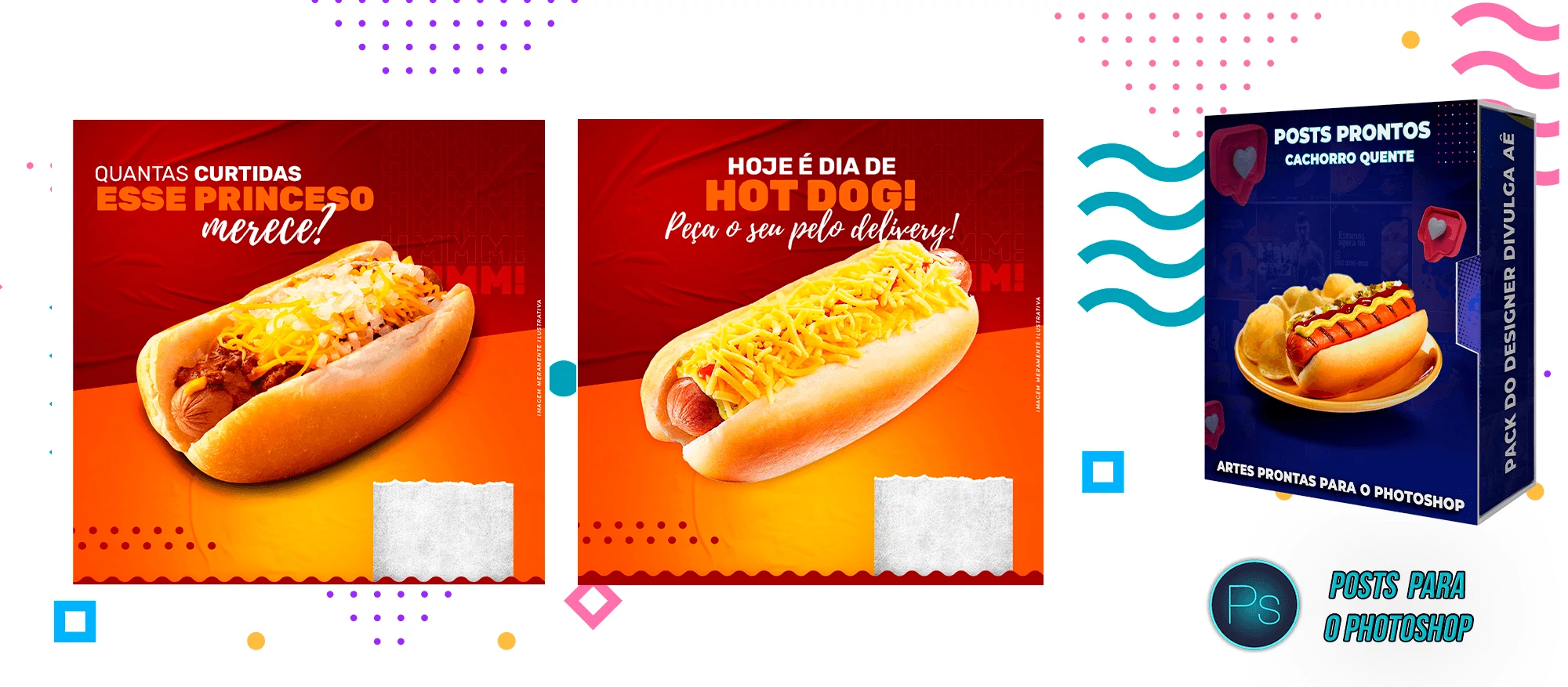 Pack de Posts Prontos Lanchonetes - Vendas de Cachorro Quente no Photoshop - Imagem 14