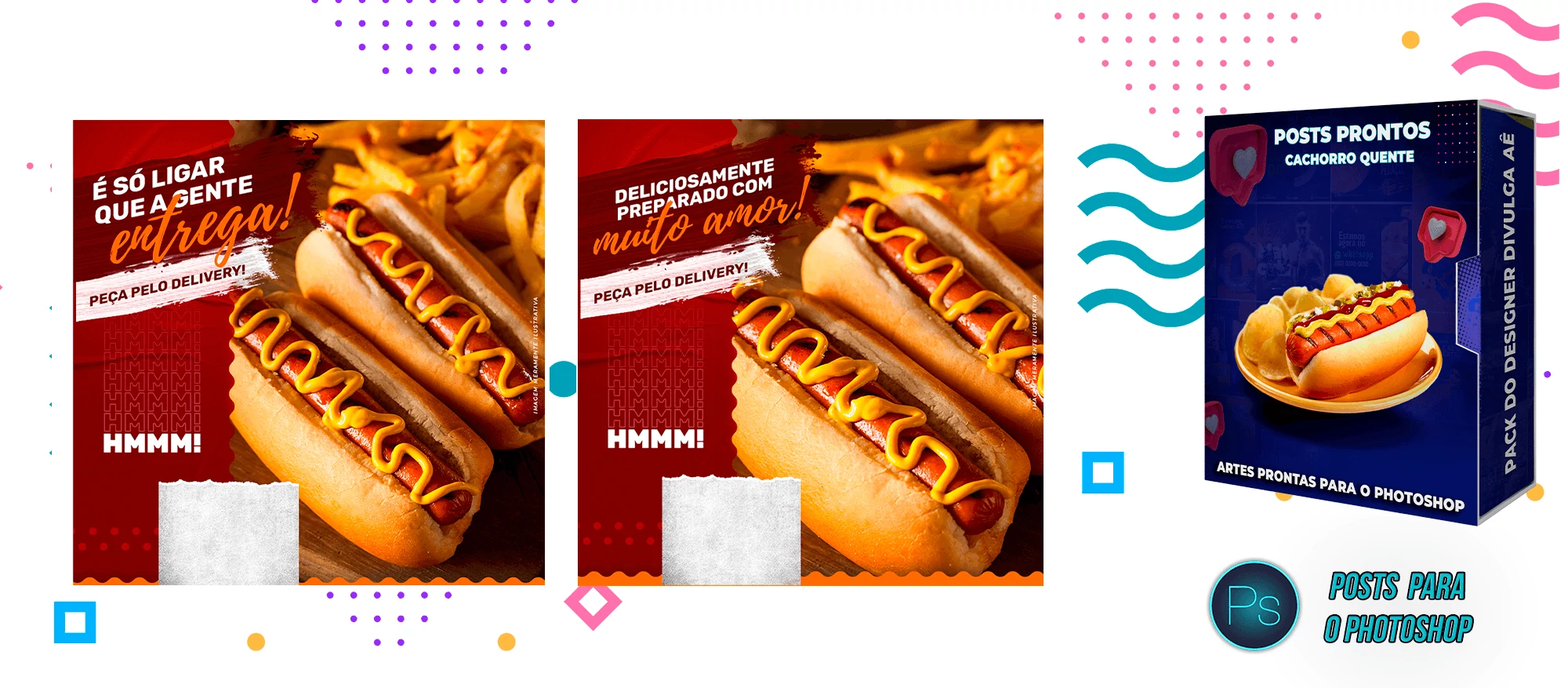 Pack de Posts Prontos Lanchonetes - Vendas de Cachorro Quente no Photoshop - Imagem 12