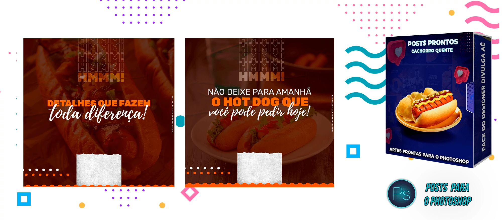 Pack de Posts Prontos Lanchonetes - Vendas de Cachorro Quente no Photoshop - Imagem 13