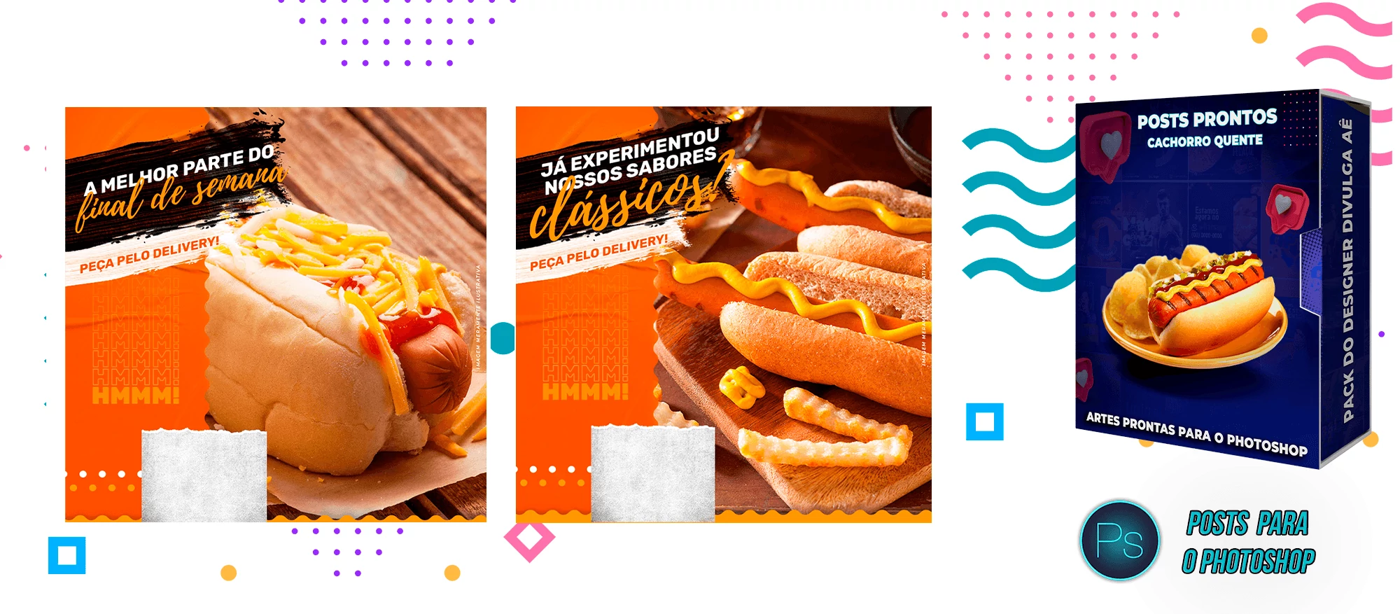 Pack de Posts Prontos Lanchonetes - Vendas de Cachorro Quente no Photoshop - Imagem 11