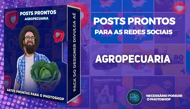 Pack de Posts Prontos com Legendas para Agropecuária - Loja do fazendeiro no Photoshop
