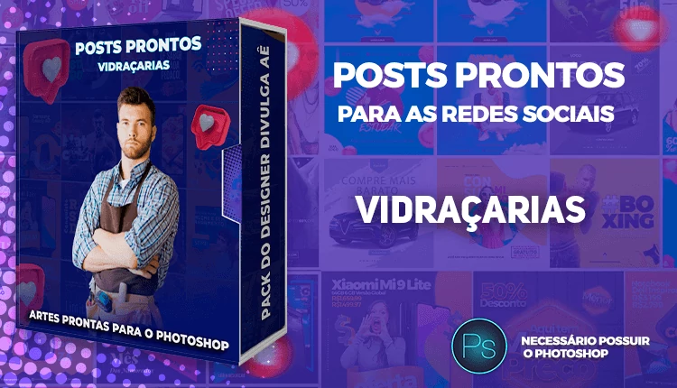 Pack de Posts Prontos com Legendas para Vidraçarias