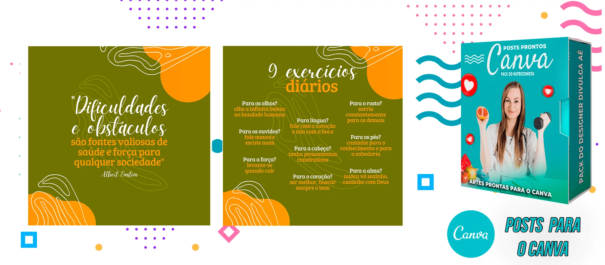 Pack de Posts Prontos para o Canva - Nutricionistas + Legendas Prontas - Imagem 6