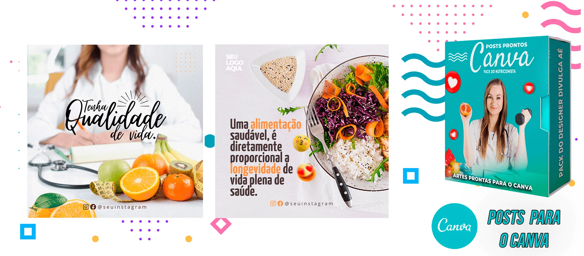 Pack de Posts Prontos para o Canva - Nutricionistas + Legendas Prontas - Imagem 5