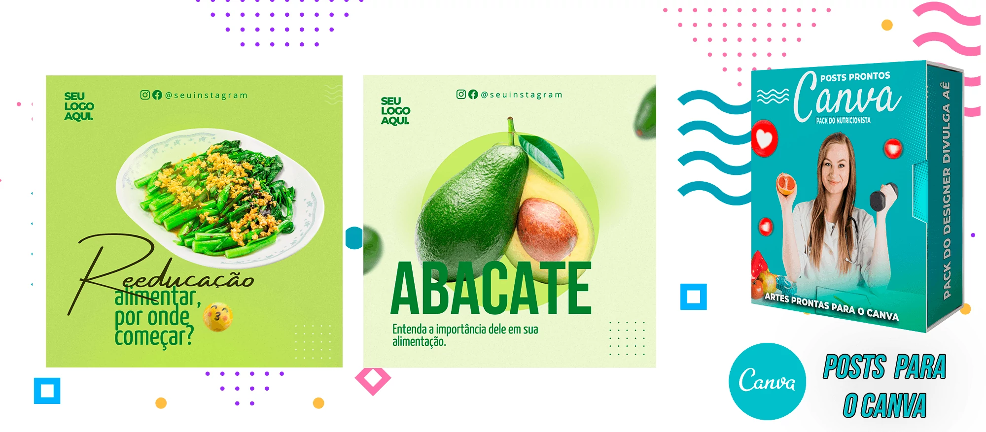 Pack de Posts Prontos para o Canva - Nutricionistas + Legendas Prontas - Imagem 8
