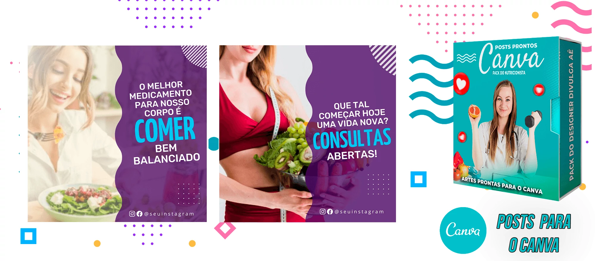 Pack de Posts Prontos para o Canva - Nutricionistas + Legendas Prontas - Imagem 26