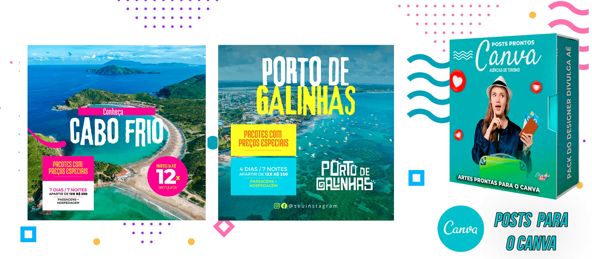 Pack de Posts Prontos para o Canva - Agência de Turismo e Viagens + Legendas - Imagem 25