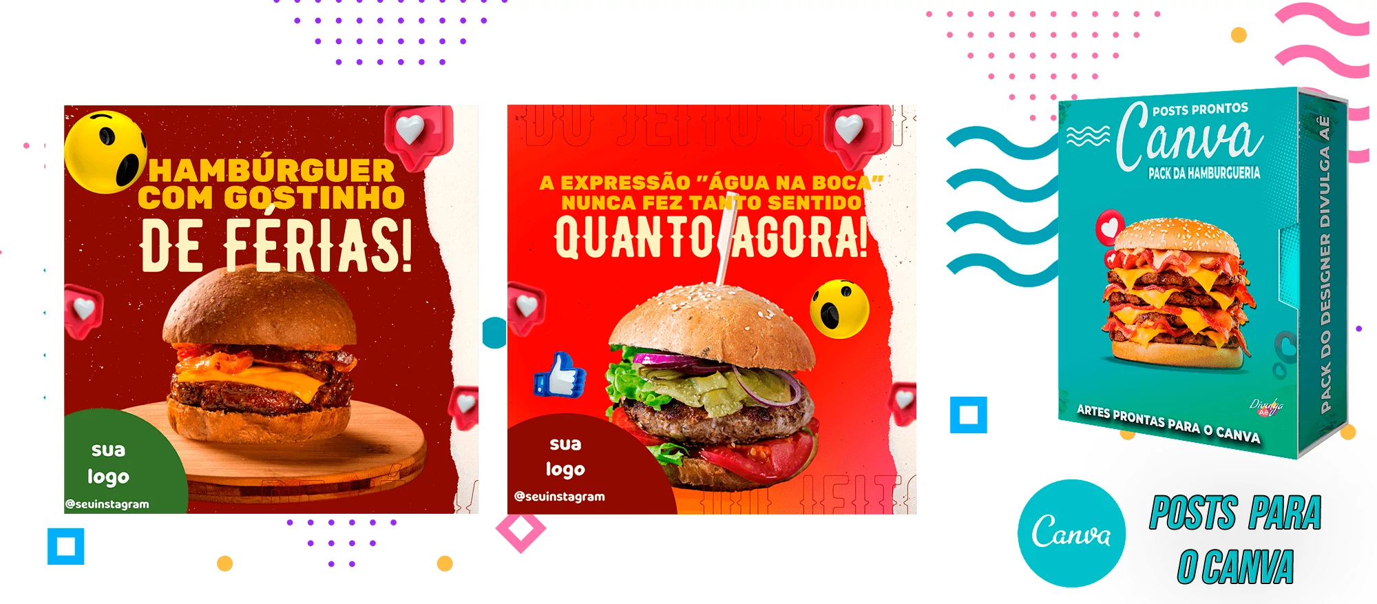 Pack de Posts Prontos para o Canva - Hamburgueria - Lanchonetes + Legendas Prontas - Imagem 22