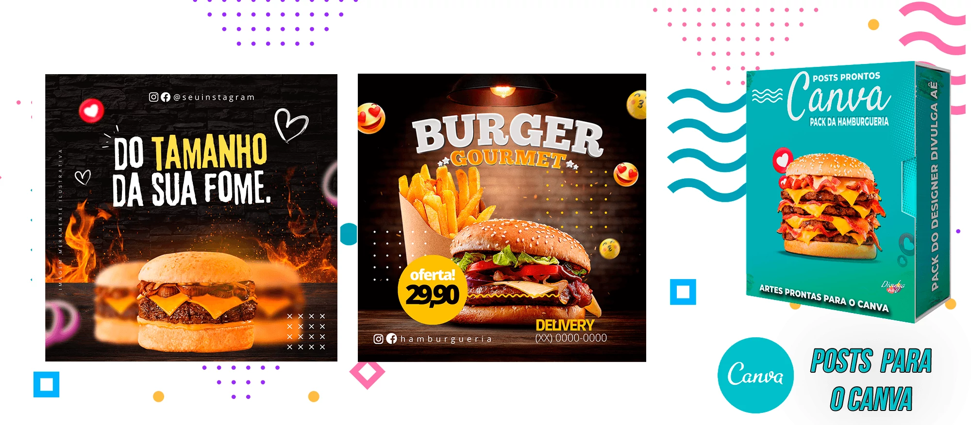 Pack de Posts Prontos para o Canva - Hamburgueria - Lanchonetes + Legendas Prontas - Imagem 12