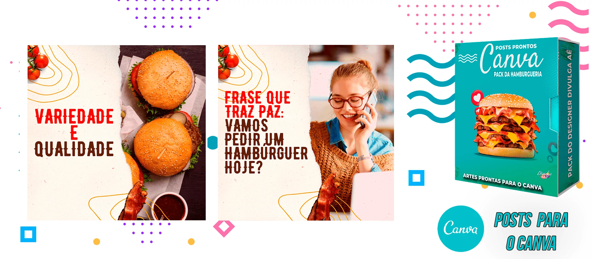 Pack de Posts Prontos para o Canva - Hamburgueria - Lanchonetes + Legendas Prontas - Imagem 21