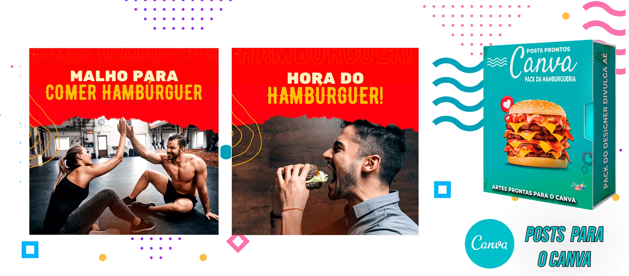 Pack de Posts Prontos para o Canva - Hamburgueria - Lanchonetes + Legendas Prontas - Imagem 9