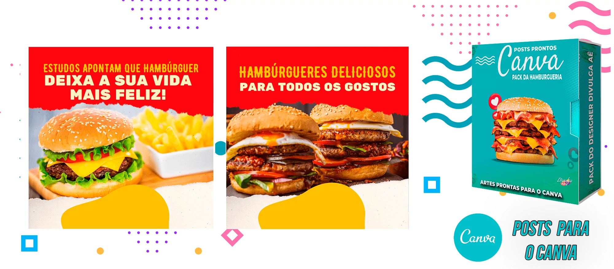 Pack de Posts Prontos para o Canva - Hamburgueria - Lanchonetes + Legendas Prontas - Imagem 5