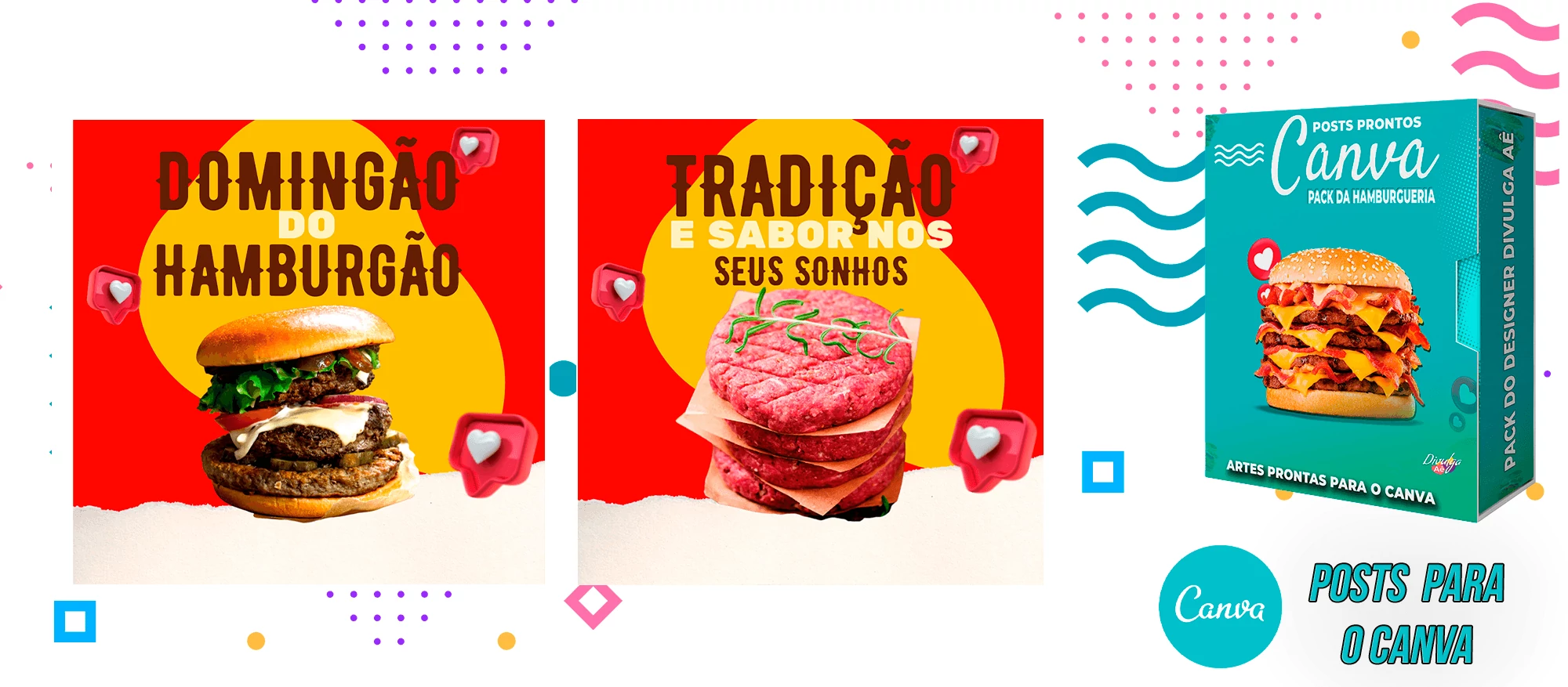Pack de Posts Prontos para o Canva - Hamburgueria - Lanchonetes + Legendas Prontas - Imagem 7
