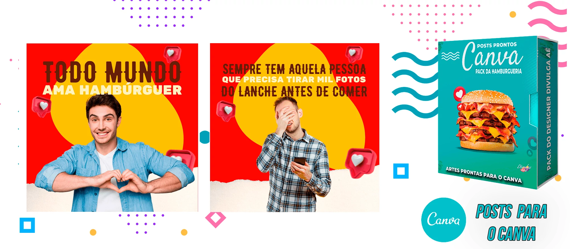 Pack de Posts Prontos para o Canva - Hamburgueria - Lanchonetes + Legendas Prontas - Imagem 17