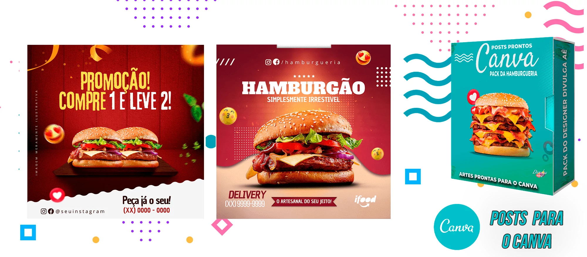 Pack de Posts Prontos para o Canva - Hamburgueria - Lanchonetes + Legendas Prontas - Imagem 15