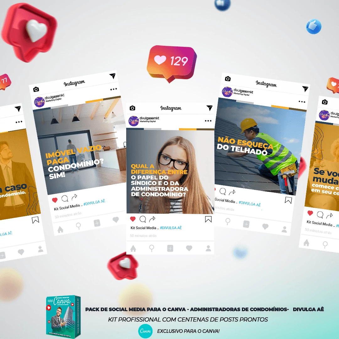 Pack de Posts Prontos para o Canva - Administradoras de Condomínios + Legendas - Imagem 26