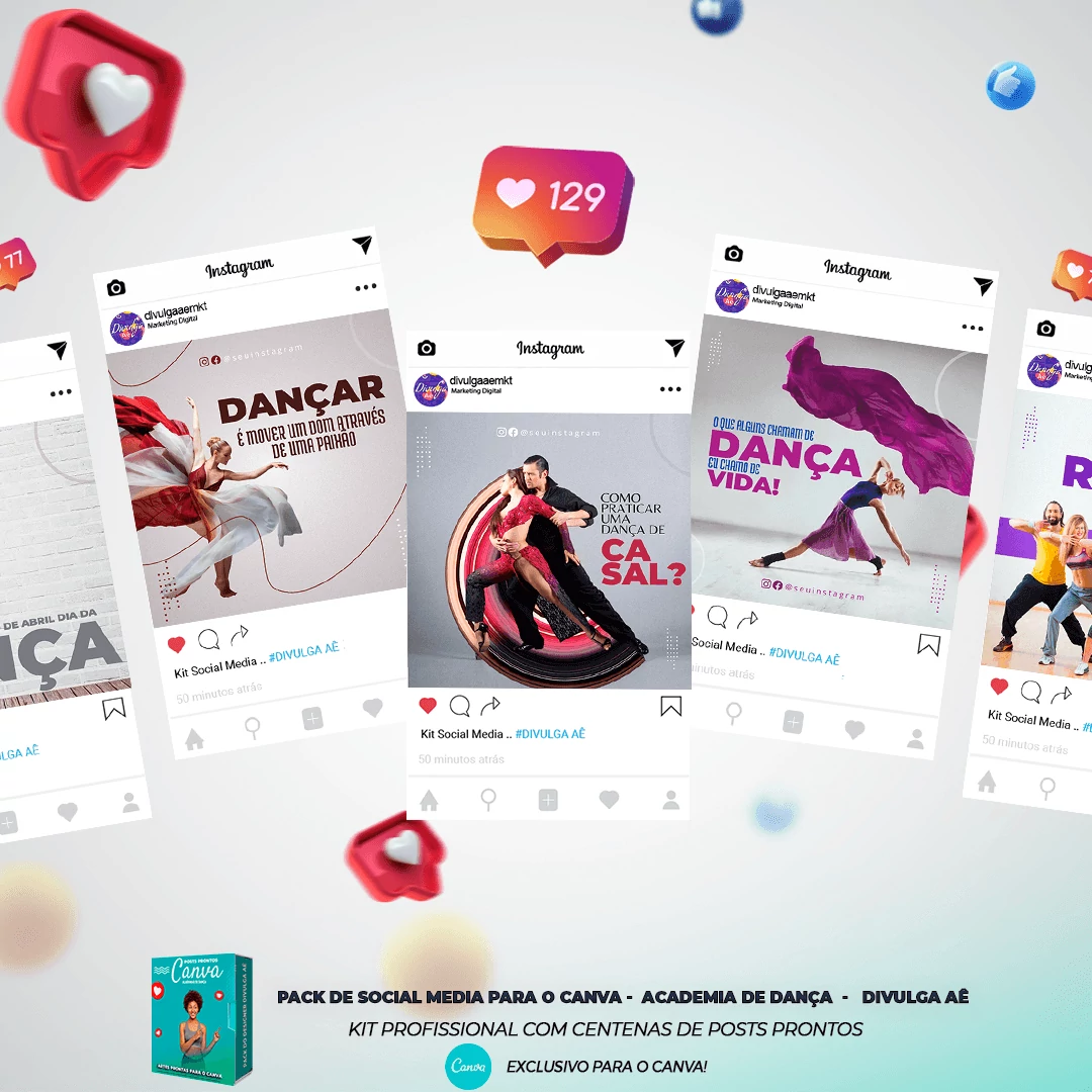 Pack de Posts Prontos para o Canva - Academia/Escola de Dança - Zumba - Imagem 8
