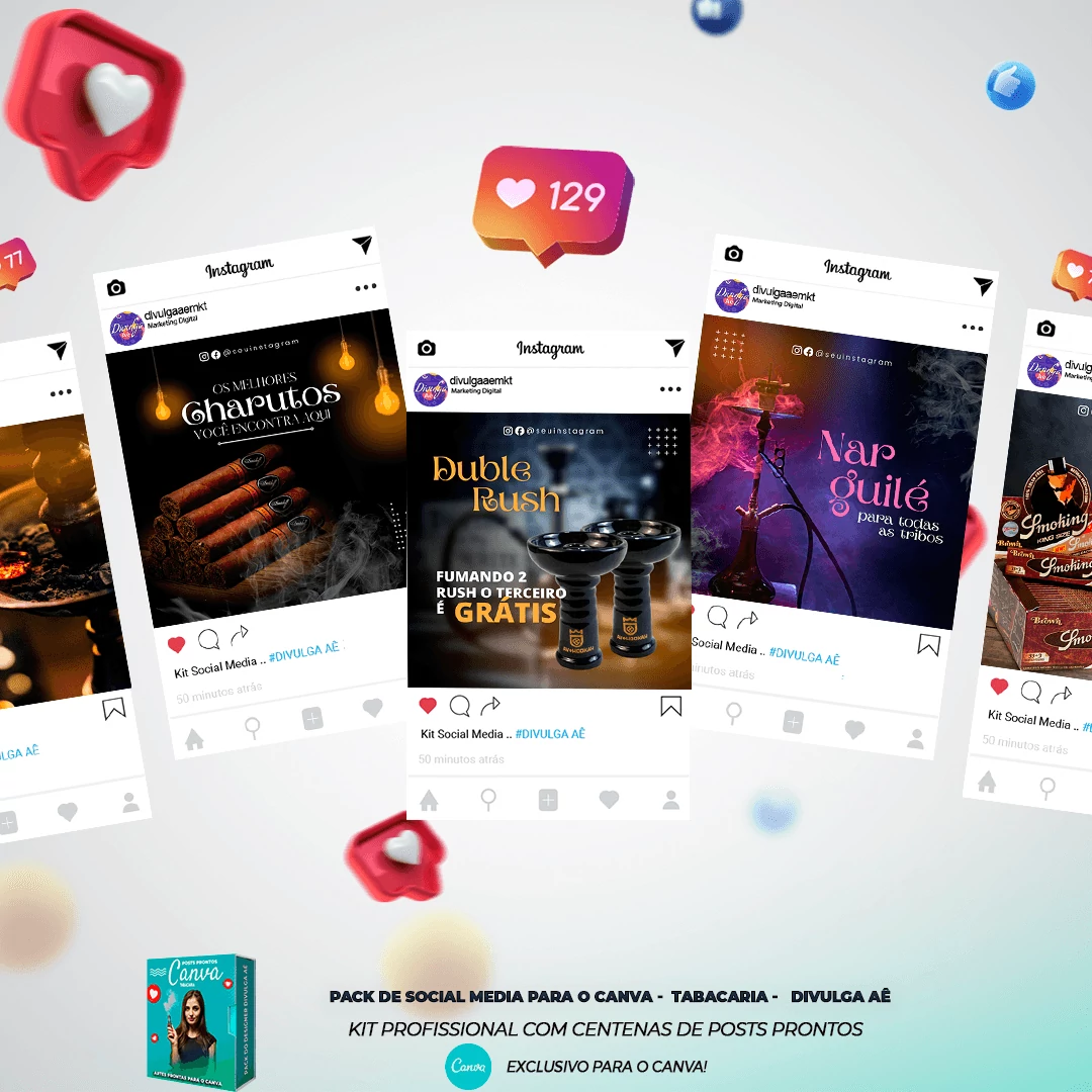 Pack de Posts Prontos com Legendas para o Canva - Tabacaria - Pods - Vape e Narguilé - Imagem 27