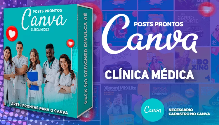 Pack de Posts Prontos para o canva + Legendas Prontas - Clínica Médica