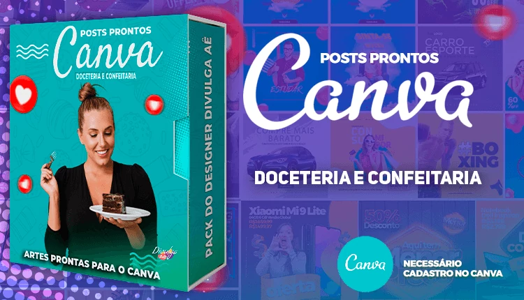 Pack de Posts Prontos para o Canva -  Doceteria e Confeitaria