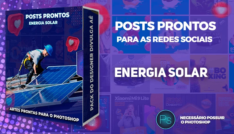 Pack de Posts Prontos para Empresas de Energia Solar para o Photoshop