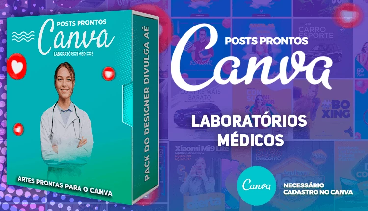 Pack de Posts Prontos para o Canva - Laboratórios Médicos - Laboratório de Análises Clínicas + Legendas