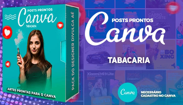 Pack de Posts Prontos com Legendas para o Canva - Tabacaria - Pods - Vape e Narguilé
