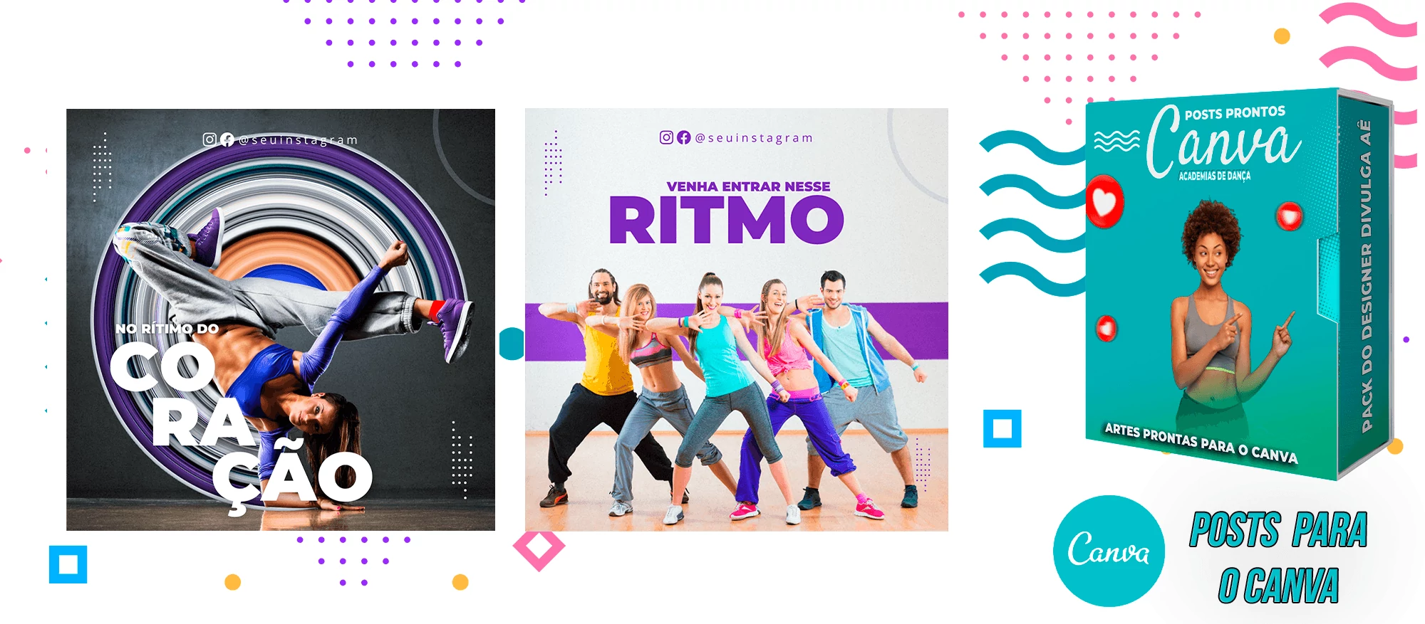 Pack de Posts Prontos para o Canva - Academia/Escola de Dança - Zumba - Imagem 2