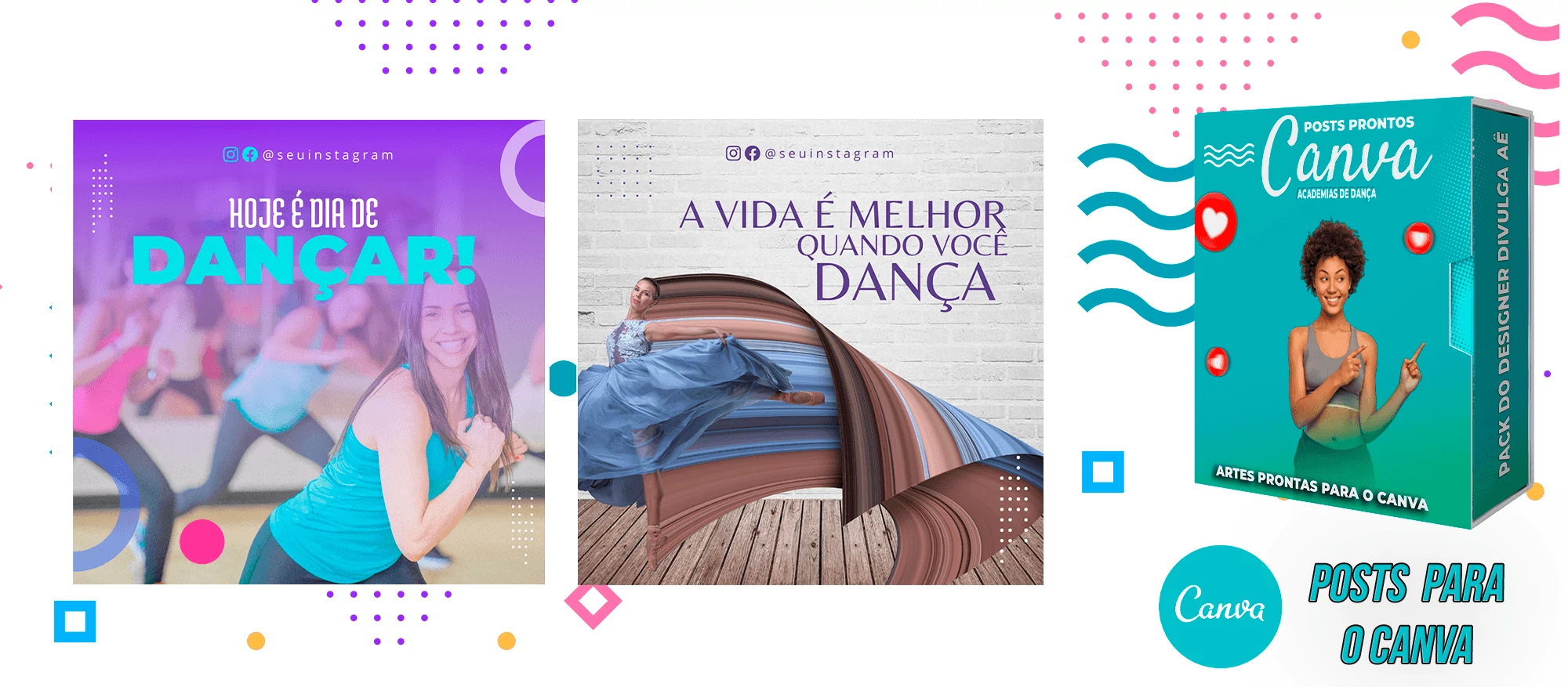 Pack de Posts Prontos para o Canva - Academia/Escola de Dança - Zumba - Imagem 4