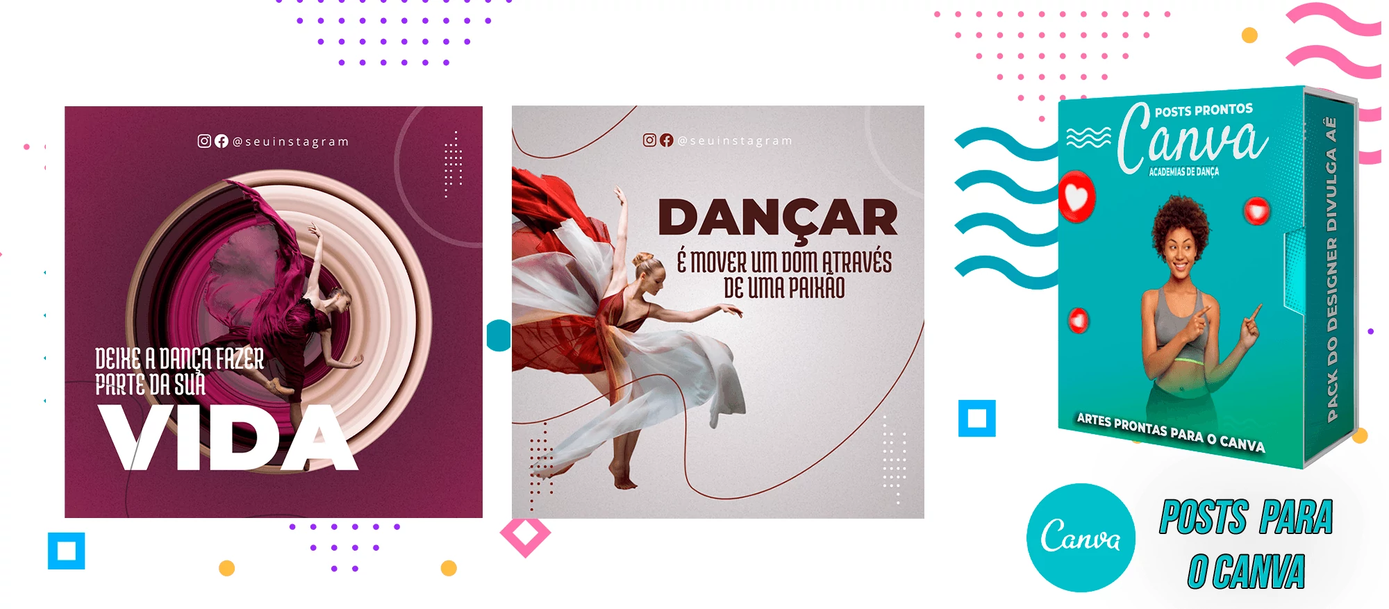 Pack de Posts Prontos para o Canva - Academia/Escola de Dança - Zumba - Imagem 6