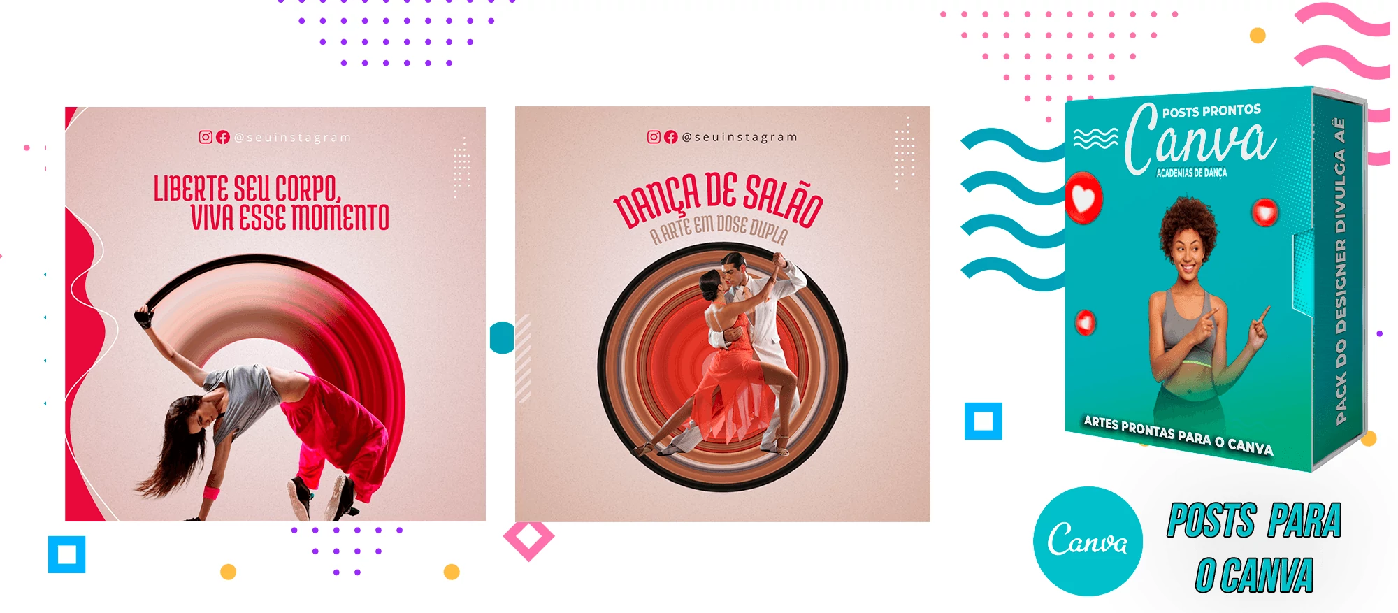 Pack de Posts Prontos para o Canva - Academia/Escola de Dança - Zumba - Imagem 5