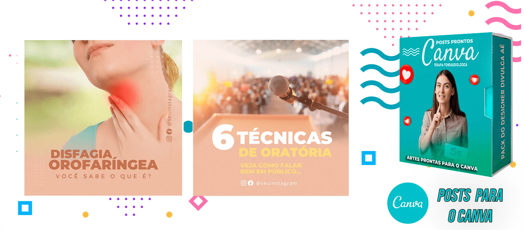 Pack de Posts Prontos para o Canva - Fonoaudiólogo + Legendas Prontas - Imagem 3