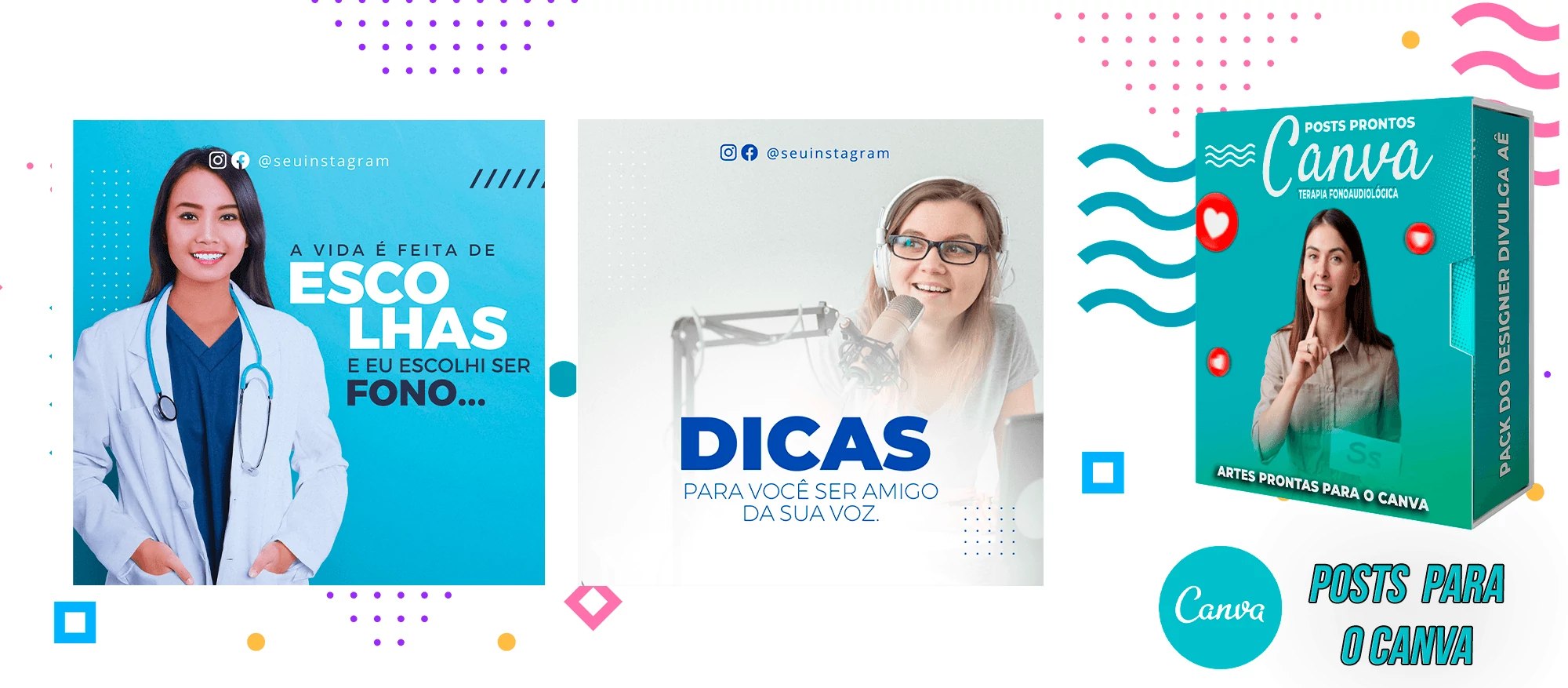 Pack de Posts Prontos para o Canva - Fonoaudiólogo + Legendas Prontas - Imagem 11