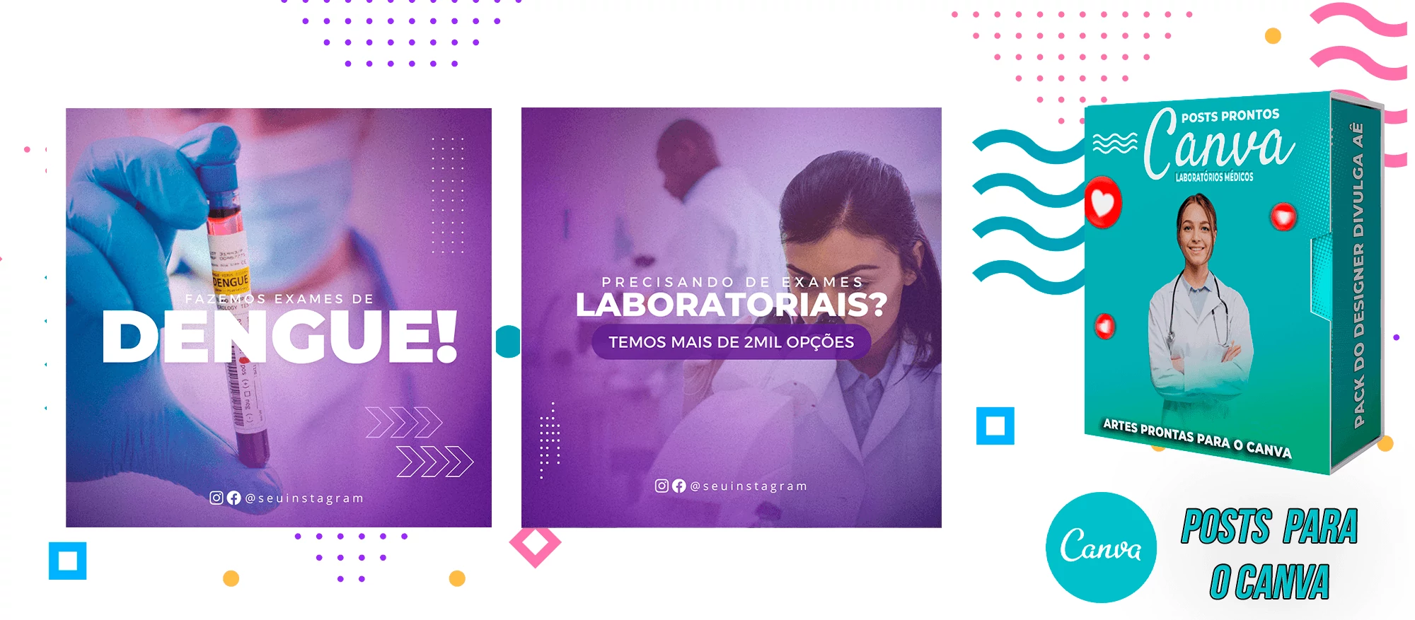 Pack de Posts Prontos para o Canva - Laboratórios Médicos - Laboratório de Análises Clínicas + Legendas - Imagem 6