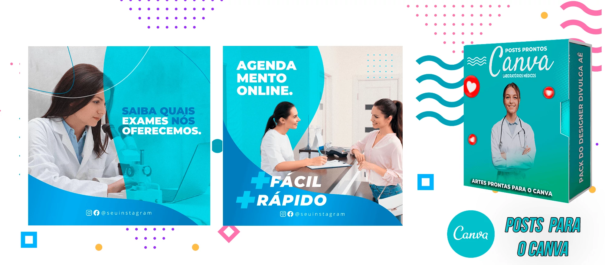 Pack de Posts Prontos para o Canva - Laboratórios Médicos - Laboratório de Análises Clínicas + Legendas - Imagem 30