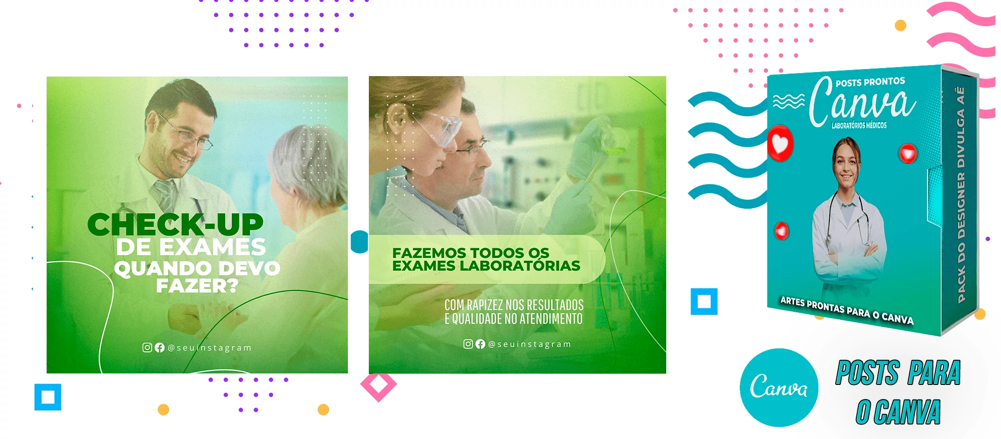 Pack de Posts Prontos para o Canva - Laboratórios Médicos - Laboratório de Análises Clínicas + Legendas - Imagem 23