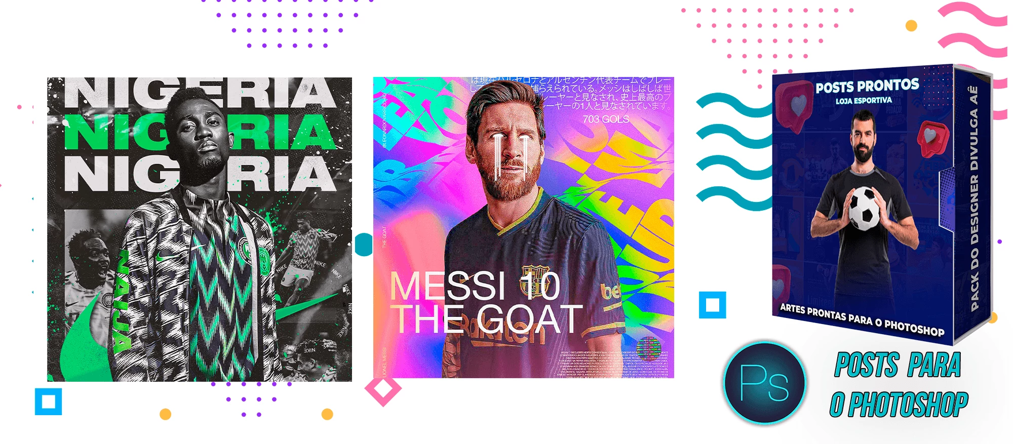 Pack de Posts Prontos com Legendas - Lojas Esportivas - Futebol - Photoshop - Imagem 3