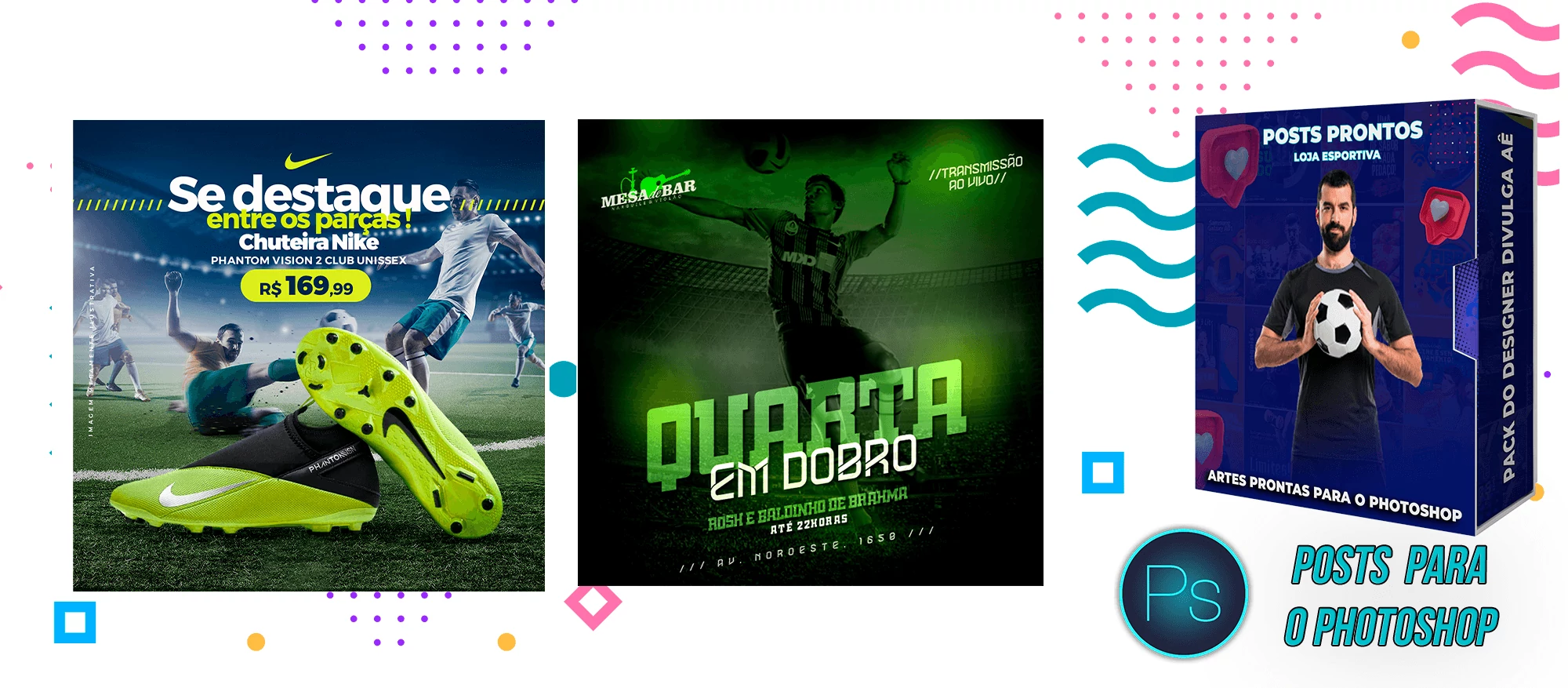 Pack de Posts Prontos com Legendas - Lojas Esportivas - Futebol - Photoshop - Imagem 5