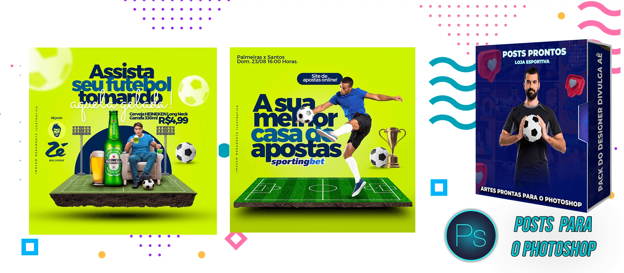 Pack de Posts Prontos com Legendas - Lojas Esportivas - Futebol - Photoshop - Imagem 2