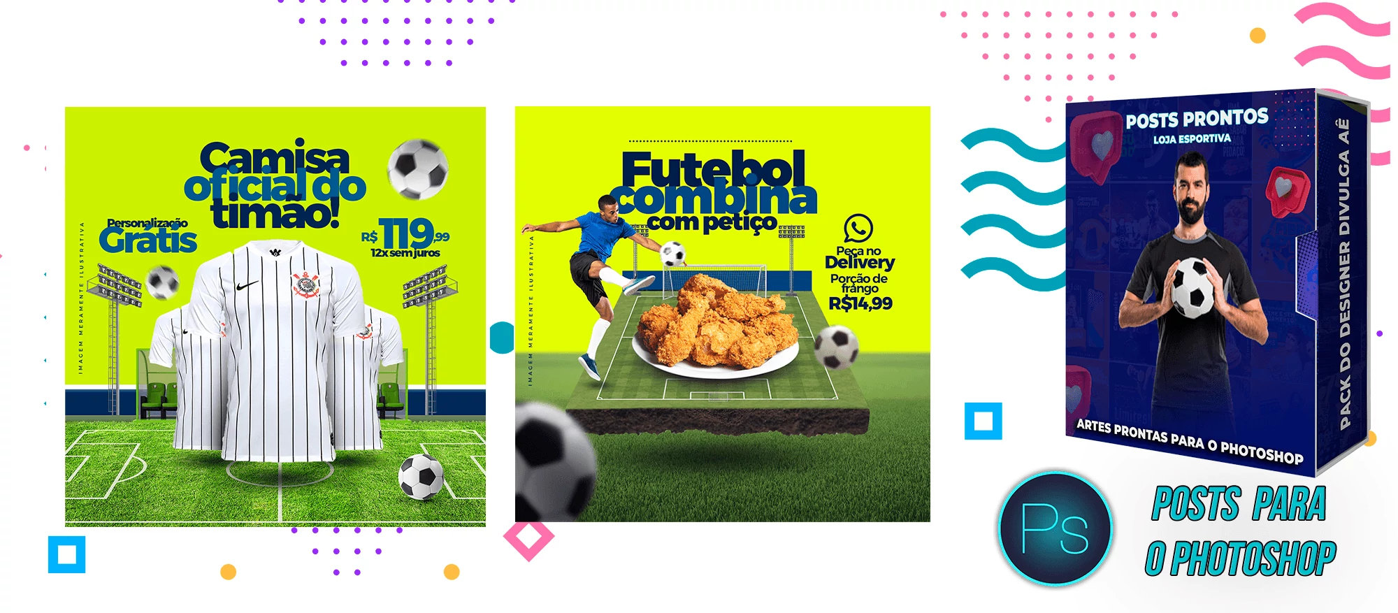 Pack de Posts Prontos com Legendas - Lojas Esportivas - Futebol - Photoshop - Imagem 6