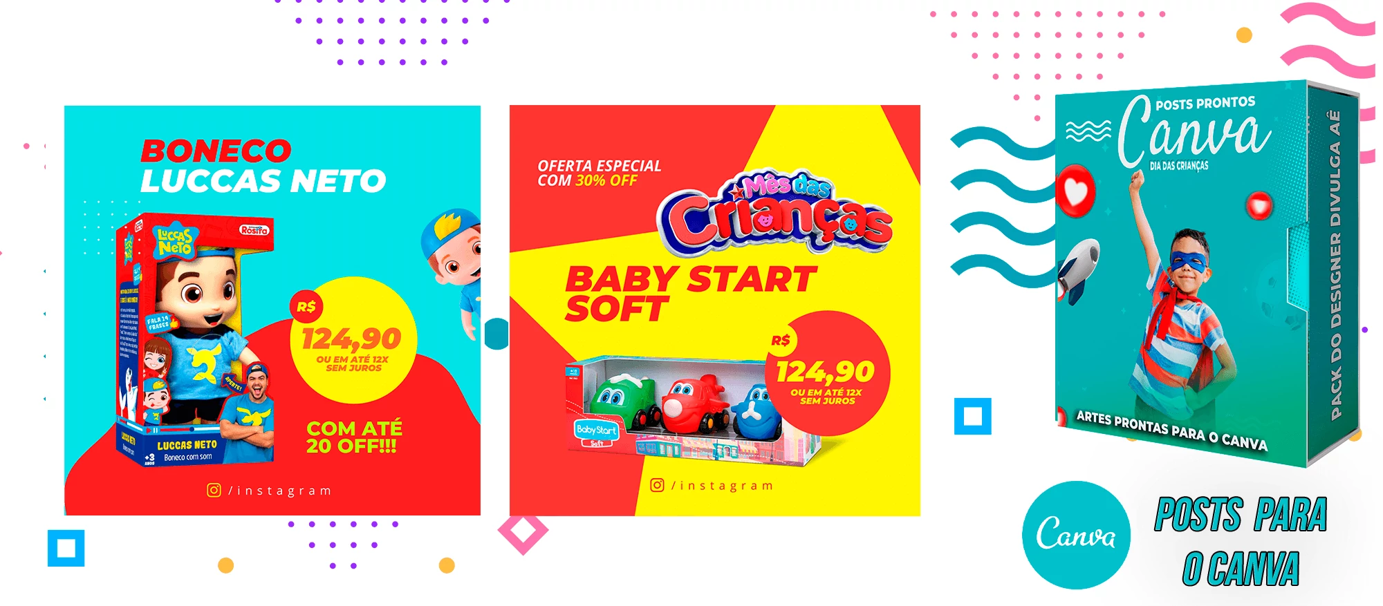 Pack de Posts Prontos para o Canva - Dia das Dia das Crianças - Imagem 2