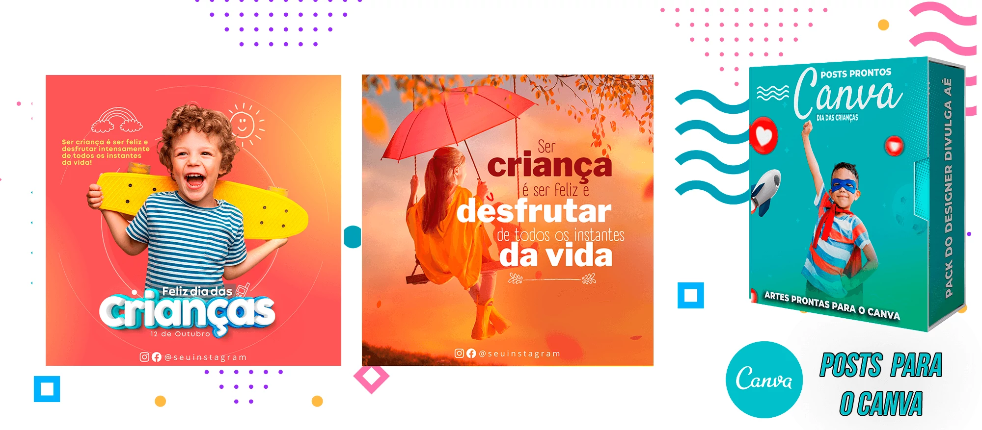 Pack de Posts Prontos para o Canva - Dia das Dia das Crianças - Imagem 4