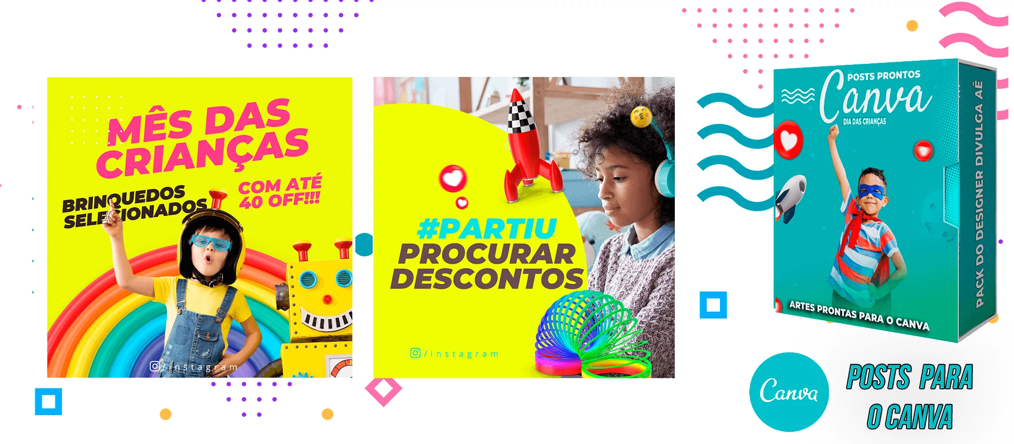 Pack de Posts Prontos para o Canva - Dia das Dia das Crianças - Imagem 7