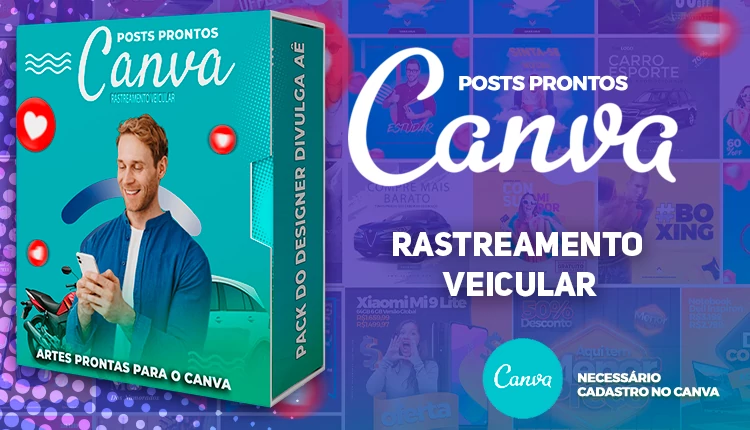 Pack de Posts Prontos com Legendas para o Canva - Rastreamento Veicular