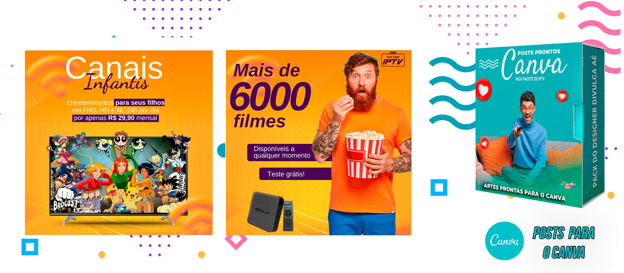 Pack de Posts Prontos para o Canva com legendas - Provedor e Iptv - Vendas de Canais de Tv - Imagem 33
