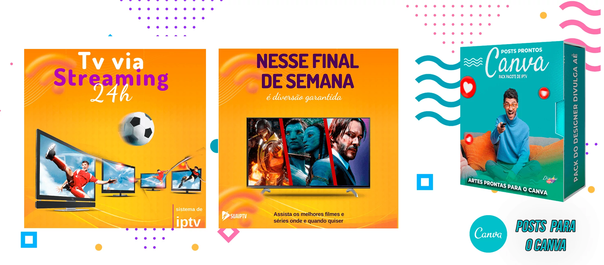 Pack de Posts Prontos para o Canva com legendas - Provedor e Iptv - Vendas de Canais de Tv - Imagem 38