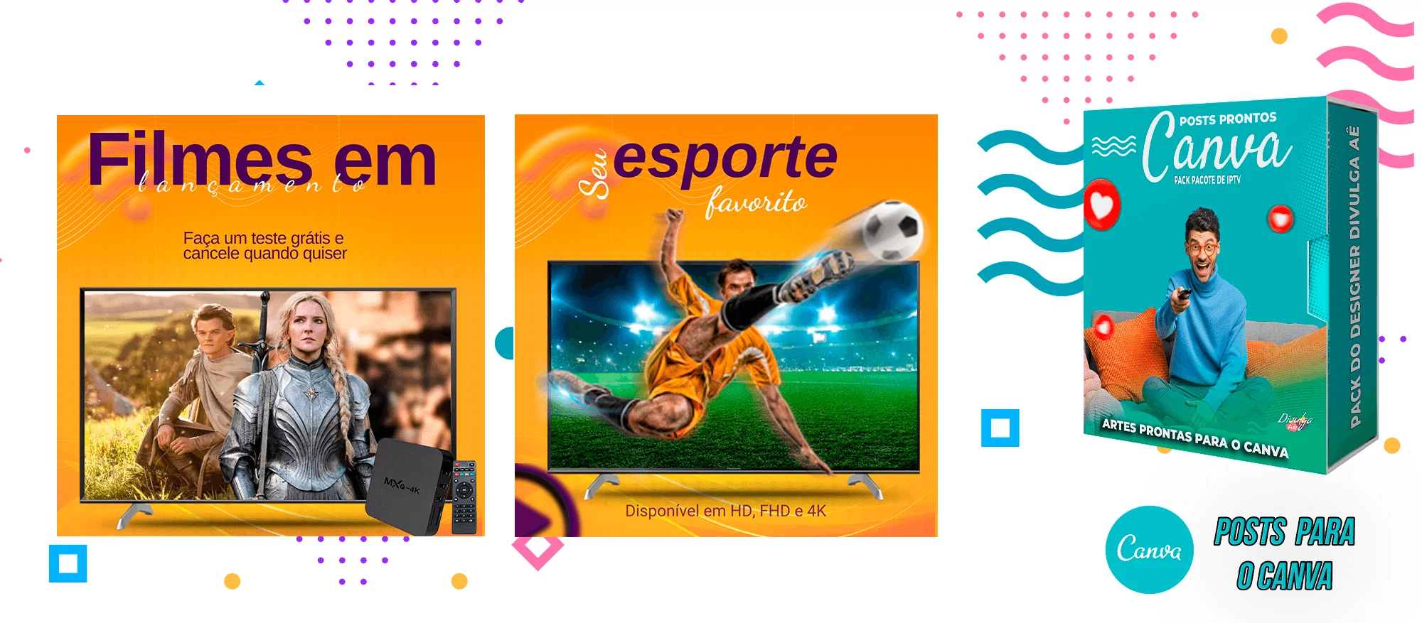 Pack de Posts Prontos para o Canva com legendas - Provedor e Iptv - Vendas de Canais de Tv - Imagem 36