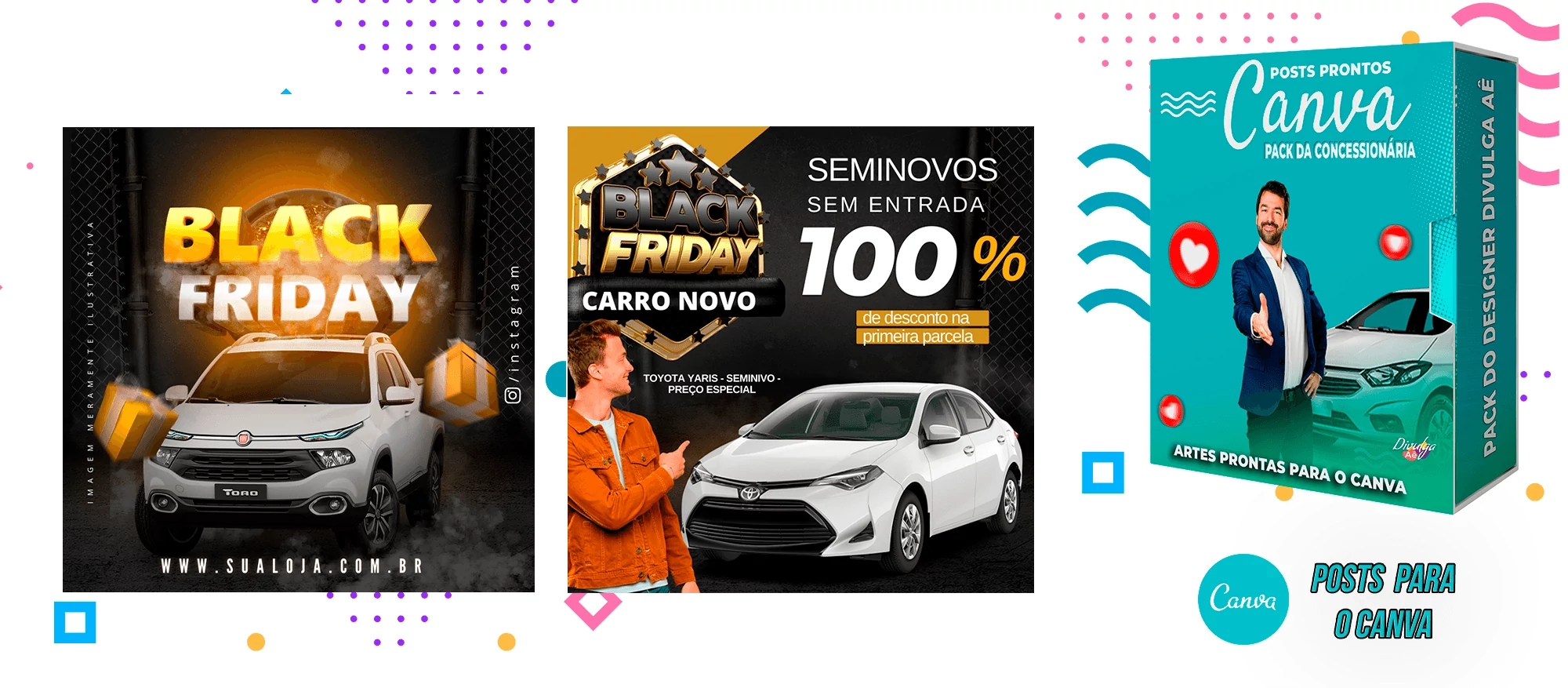 Pack de Posts Prontos para o Canva - Concessionária + Legendas - Venda de Carros e Motos - Imagem 11