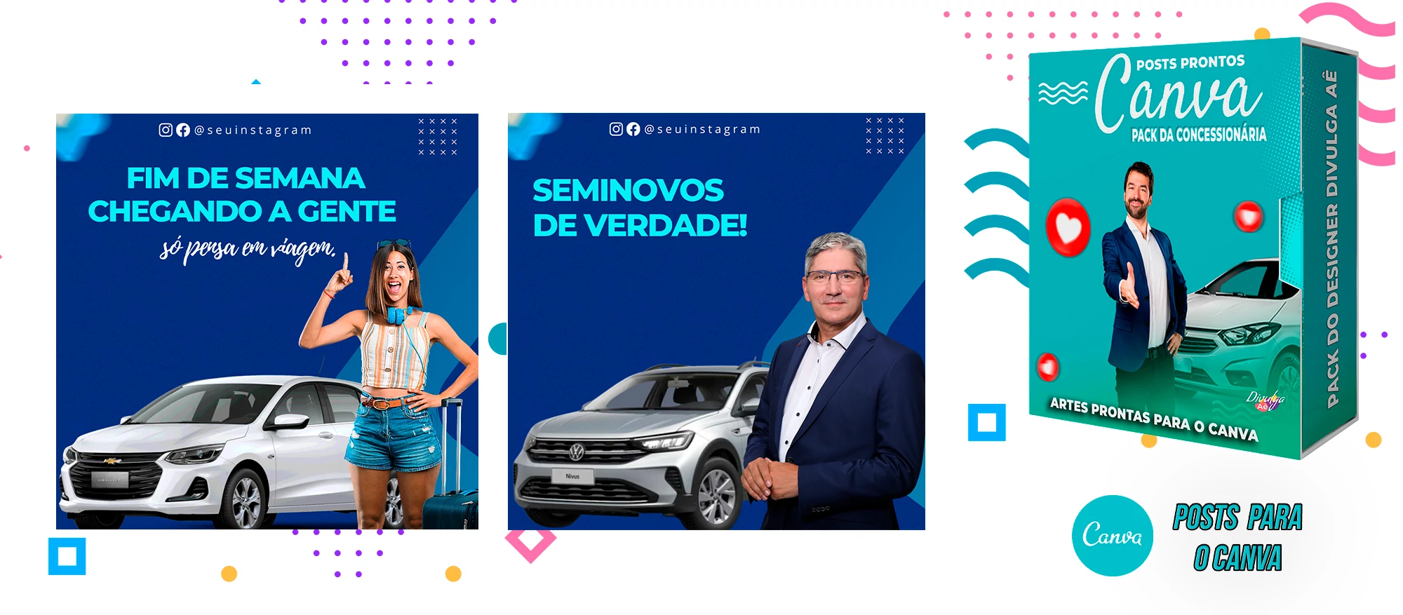 Pack de Posts Prontos para o Canva - Concessionária + Legendas - Venda de Carros e Motos - Imagem 8
